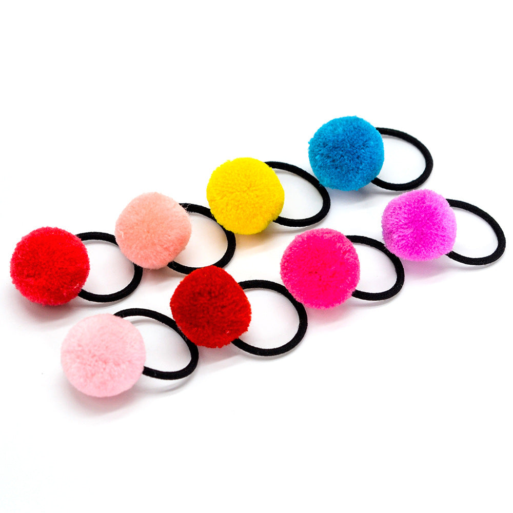 Korean candy color children's hair ball hair ring color tie hair band no seams do not hurt hair rope baby hair rope