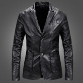 Slim Handsome Spring Leather Jacket Small Suit Men