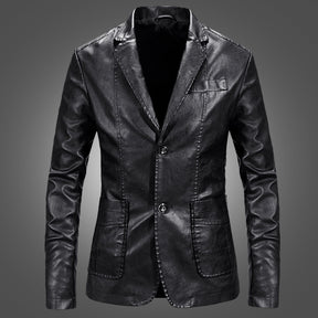 Slim Handsome Spring Leather Jacket Small Suit Men