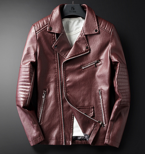 Cross-border for Europe and America simple spring and autumn men's lapel zipper washed pu leather coat motorcycle leather jacket men