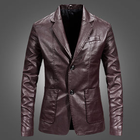 Slim Handsome Spring Leather Jacket Small Suit Men