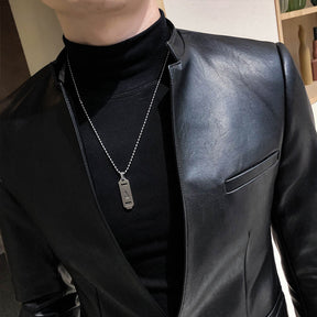 Slim Trend Fashion Brand Simple Leather Jacket Jacket Men