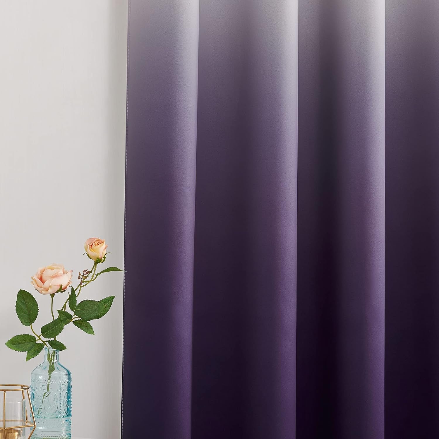 Room Darkening Gradient Curtains 84 Inch Length for Living Room, White & Purple Ombre Privacy Curtains for Patio Office, Thermal Insulated Window Treatment Drapes, 104" Wide Total 2 Pieces